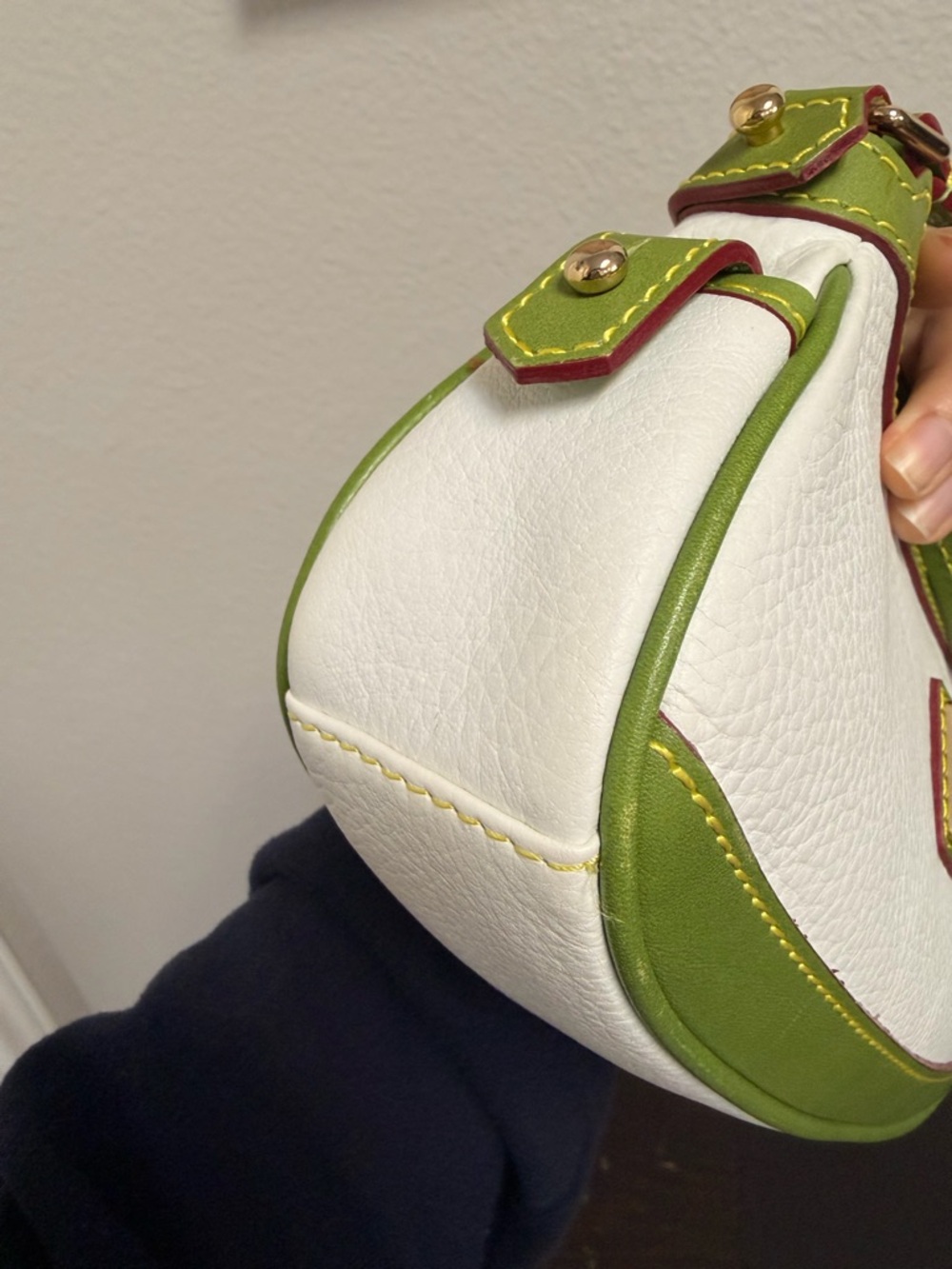 Dooney & Bourke White and Green Leather Small Shoulder Bag - Picture 10 of 12